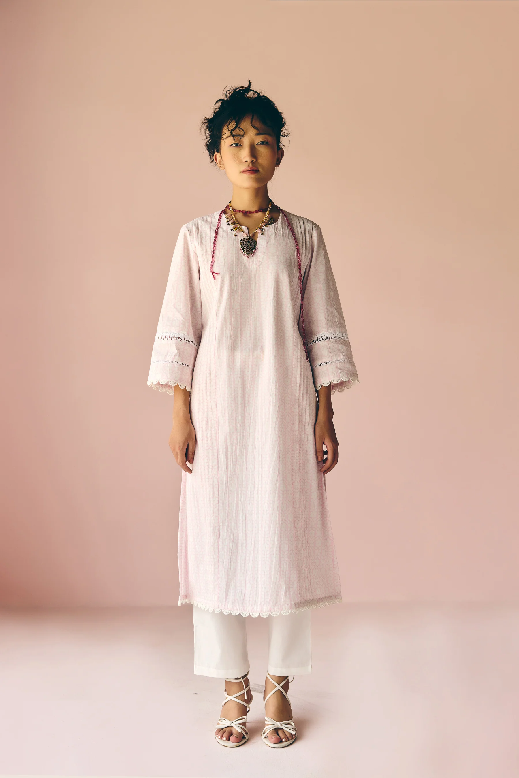 Lavender Lace Poplin Kurta