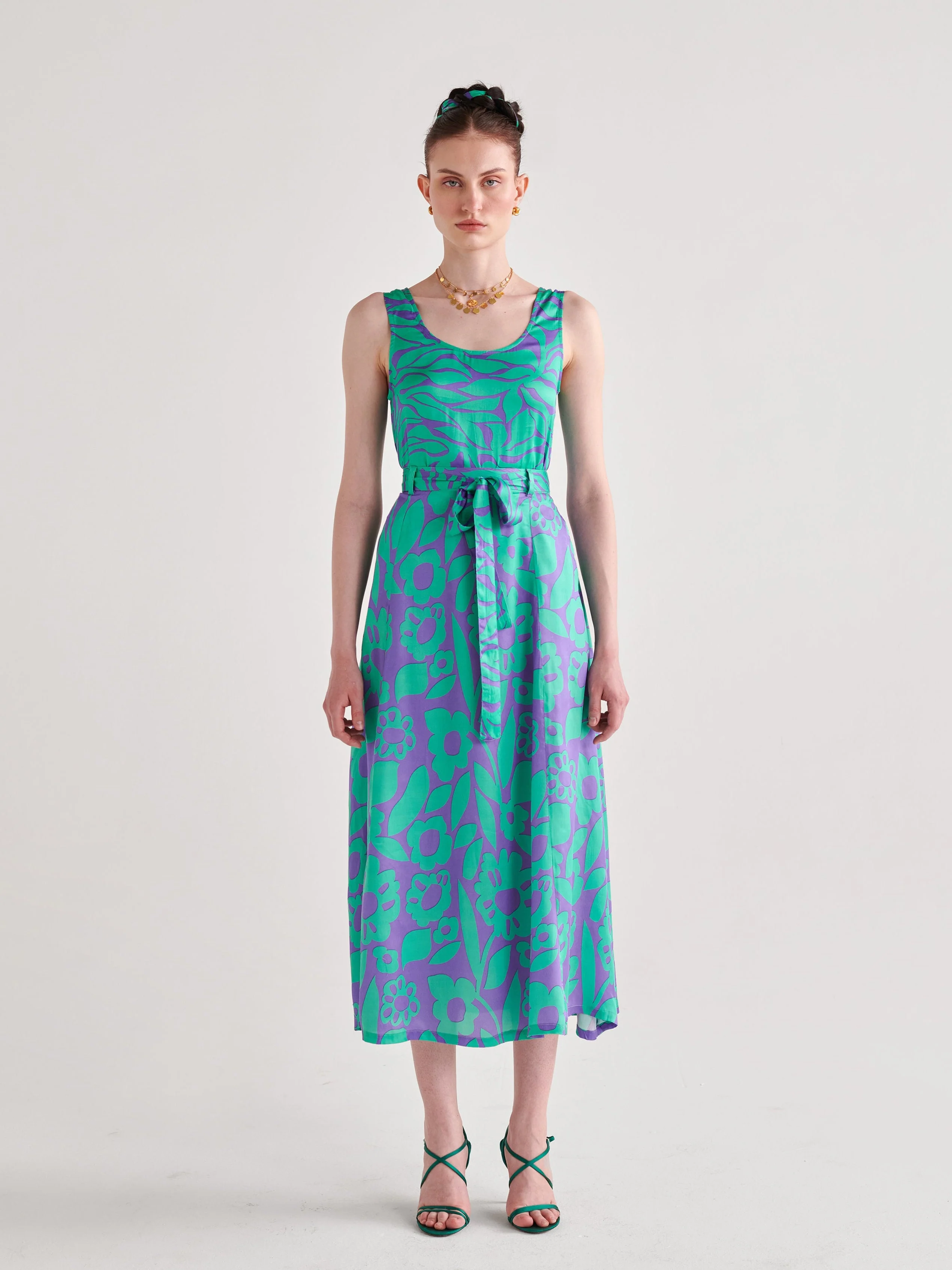 Purple Green Skirt Co-ord Set