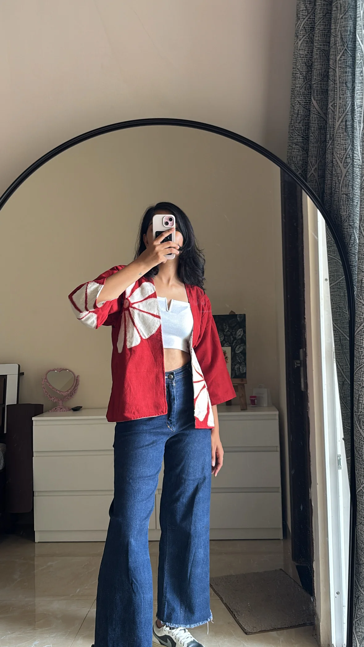 Red appliqué reversible jacket  Regular price