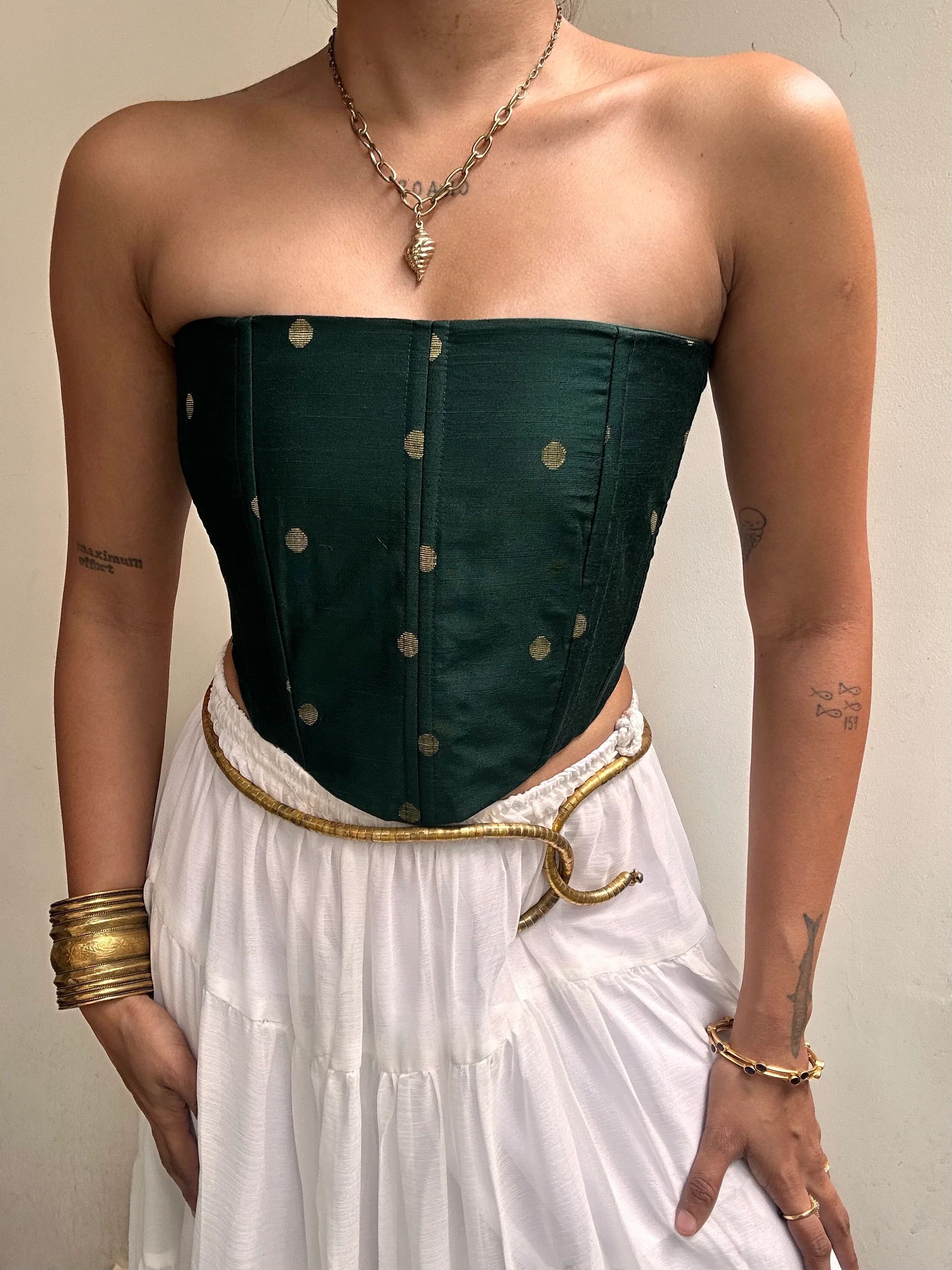 Rani: Dark Green Polka Dotted