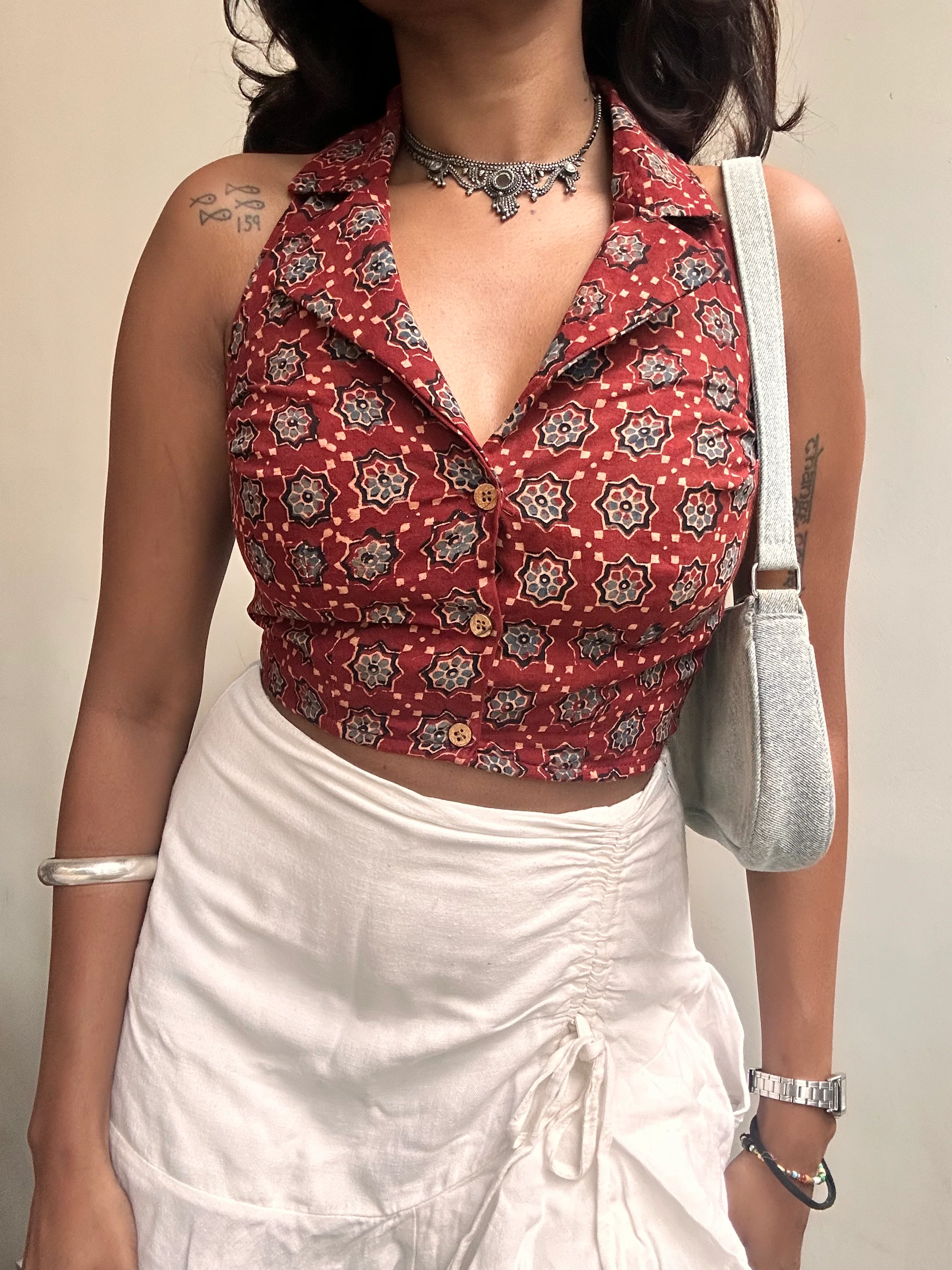 Varkala: Red Bhindi Ajrakh