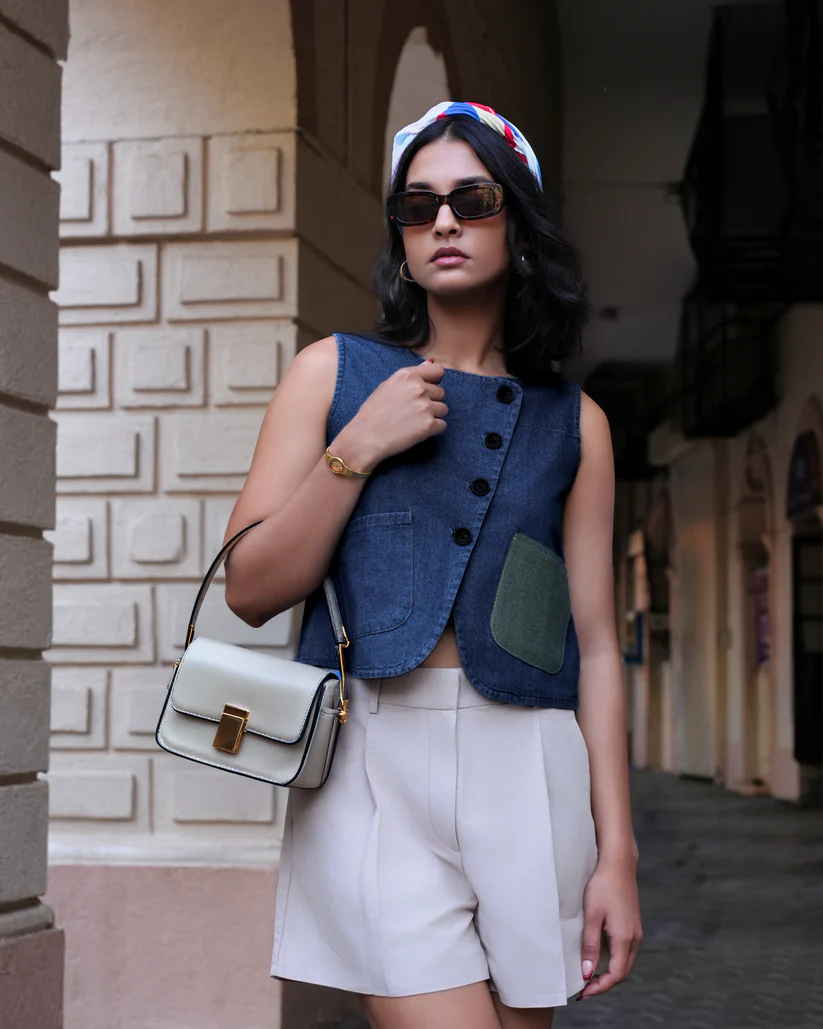 Dark Indigo Short Top X Waist Coat | Lightweight Denim