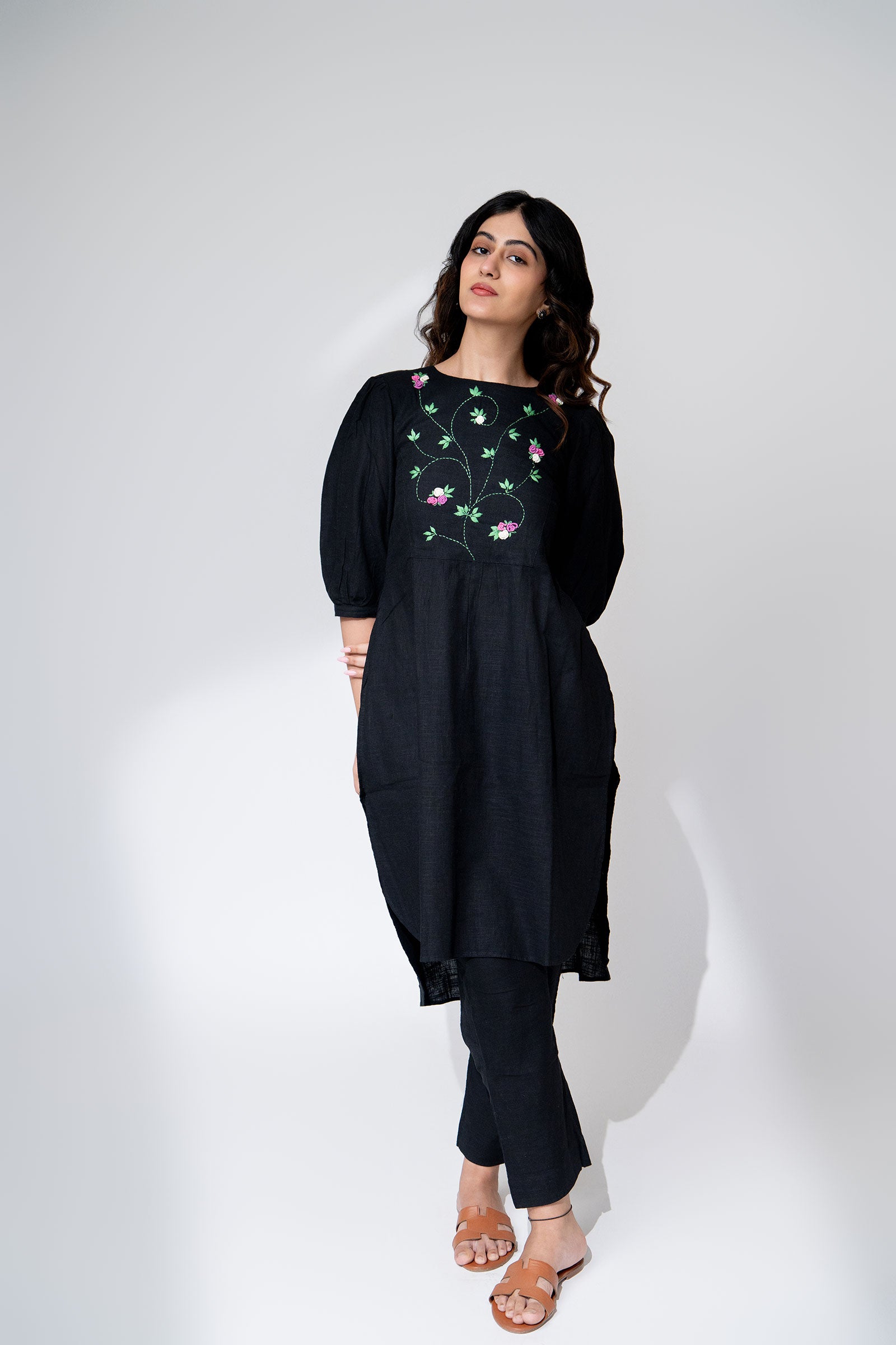 Bloom in Black Kurta Set