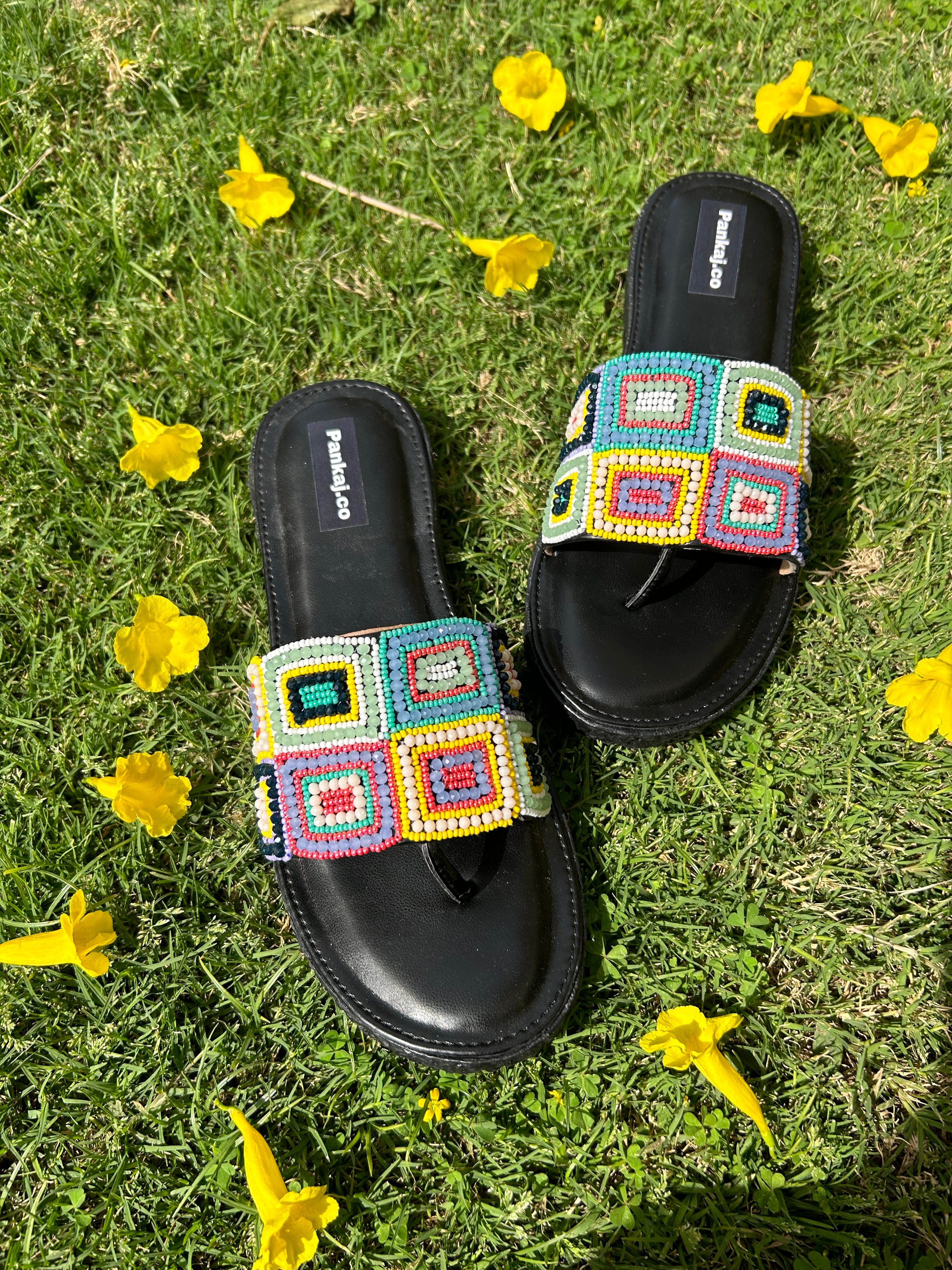 Beaded Black Slipper