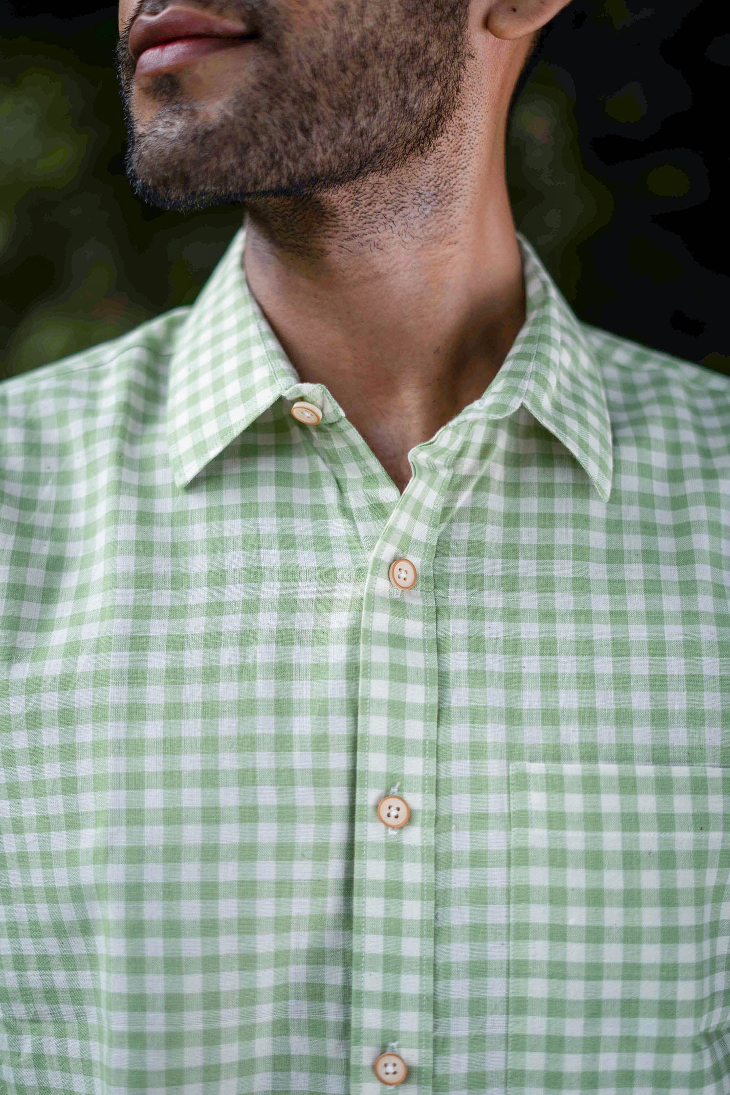 Milky Green Checks · Regular Collar · Half Sleeve Shirt