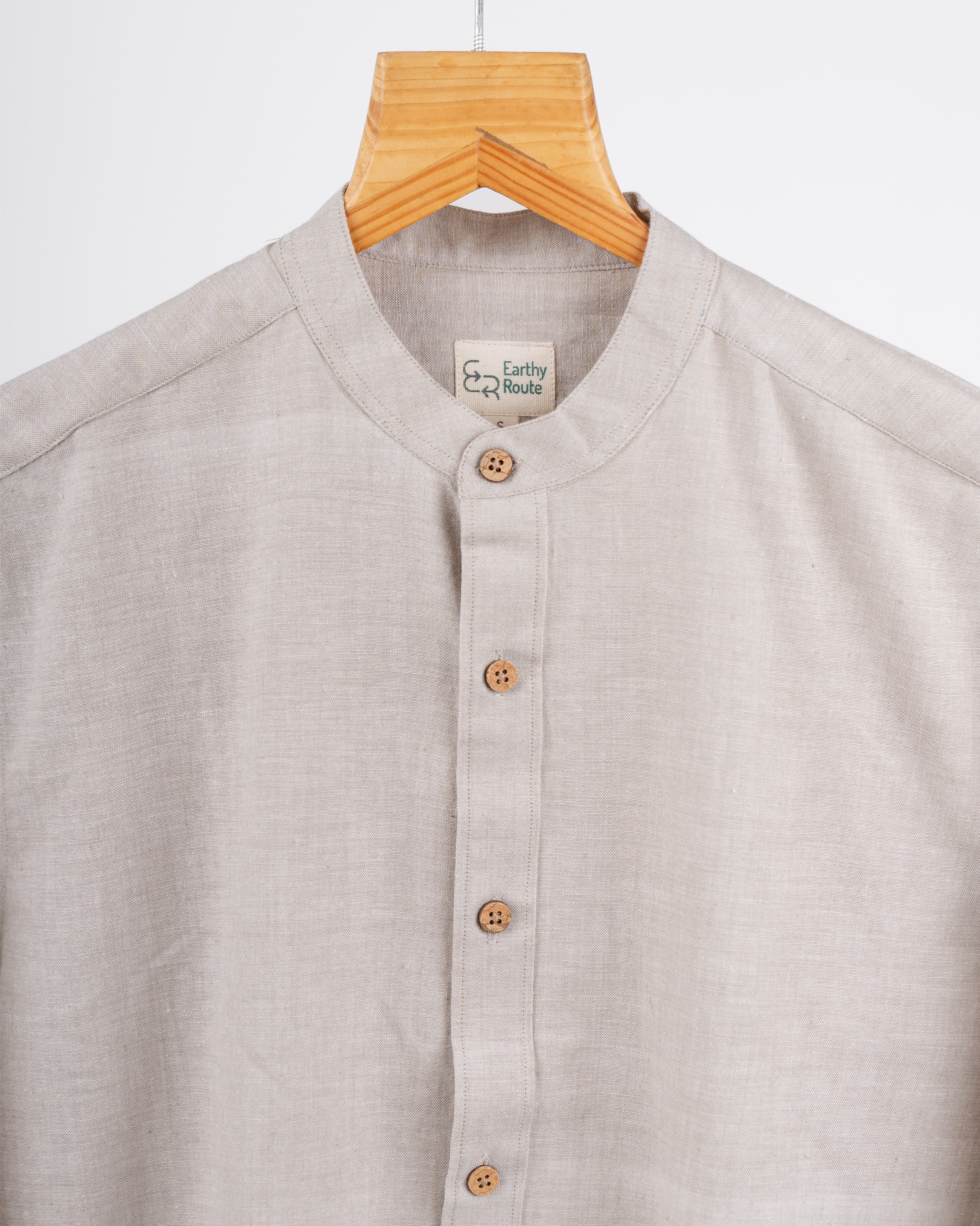 Vintage Khaki · Mandarin Collar Shirt