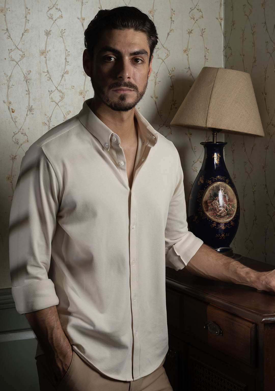 Piqué Shirt in Almond Milk