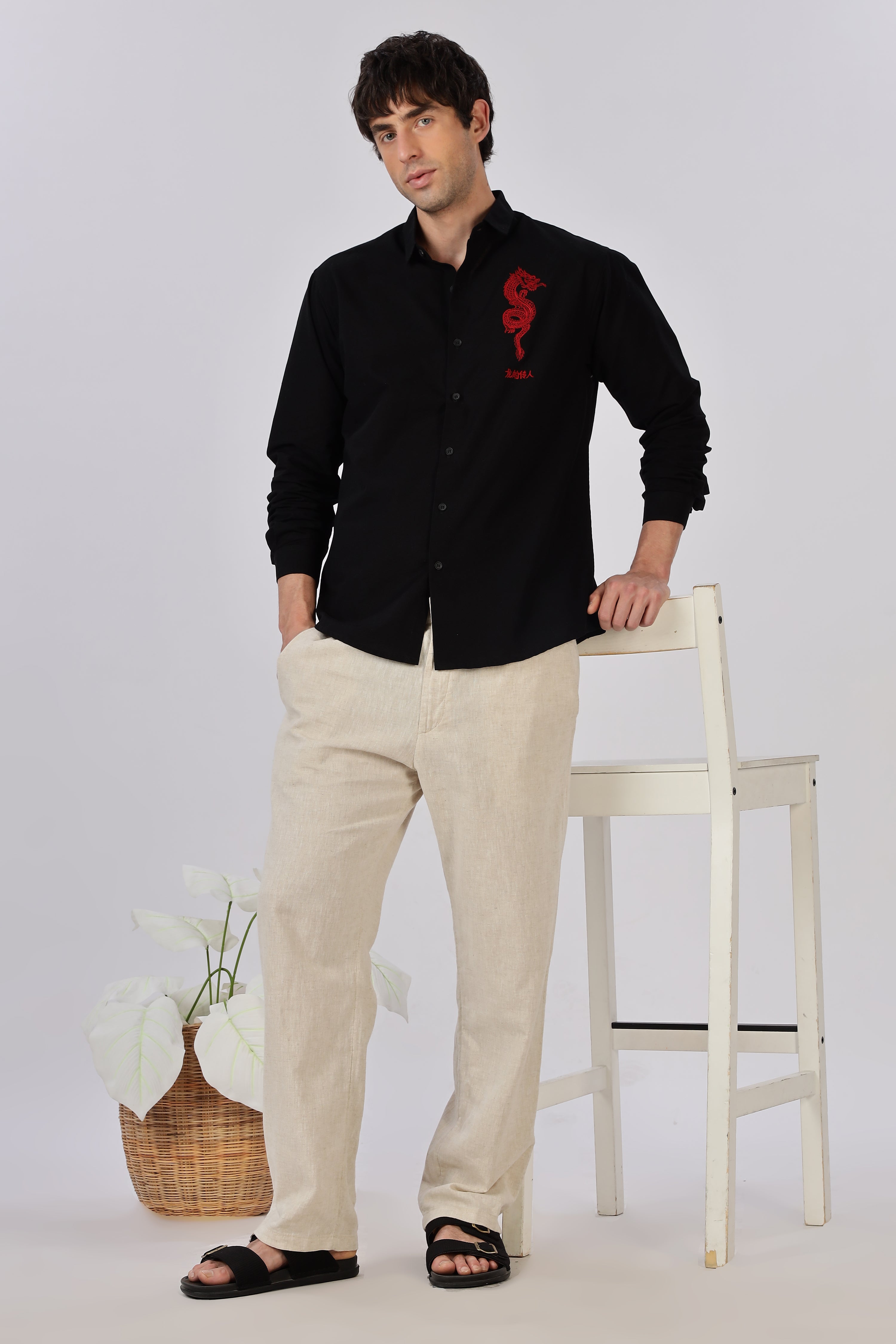 Dragon Warrior Premium Black Embroidered Shirt