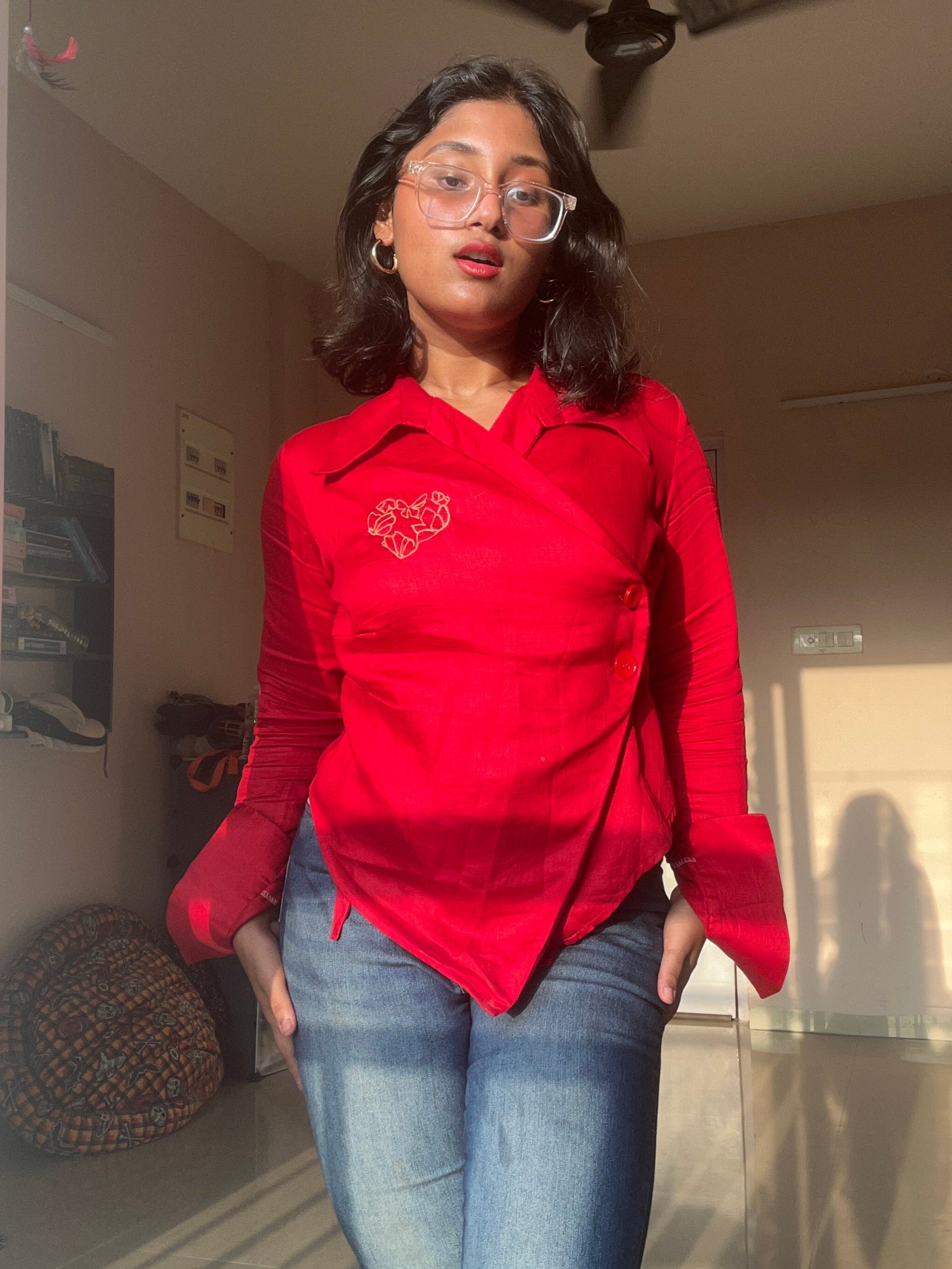 Hae-ina Blazer Shirt In Red