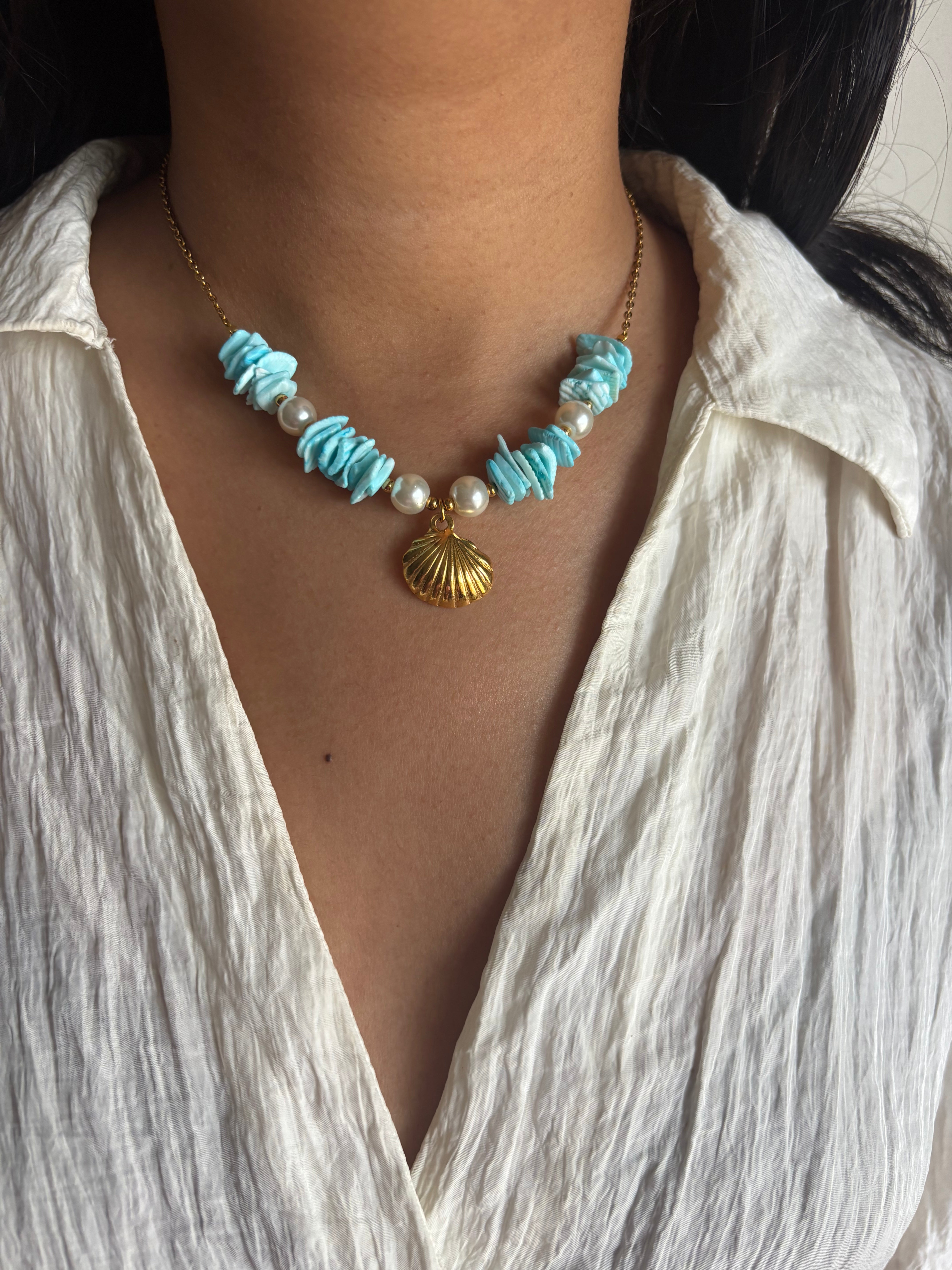 Aqua-Shell Necklace