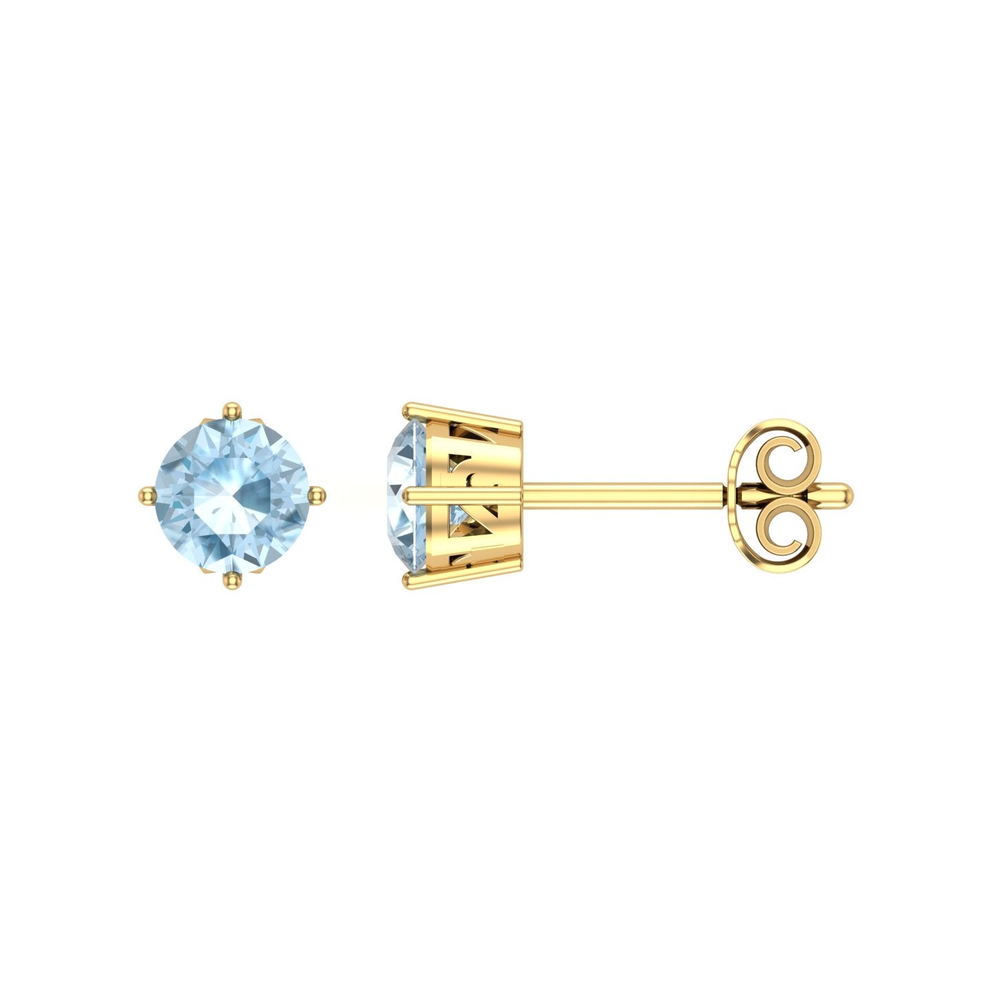 Solid Gold Aquamarine Stud Earrings