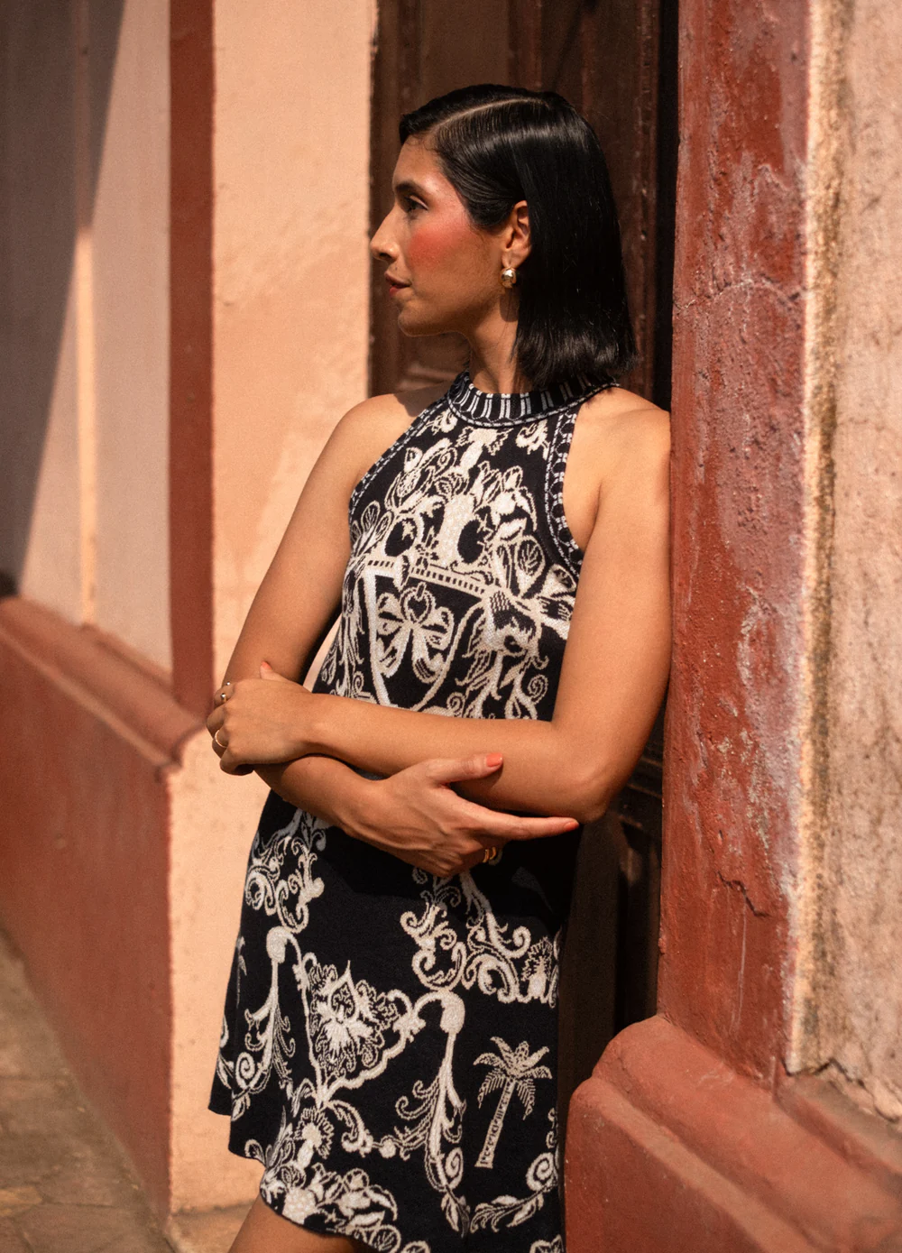 Azul Noir Knit Halter Mini