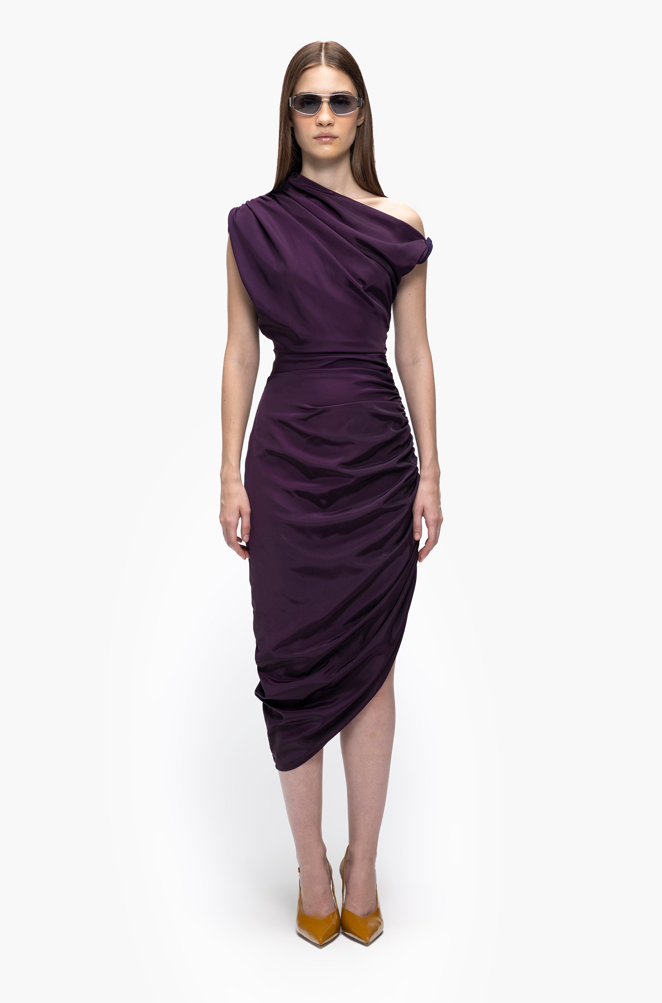 Draped Oblique Dress