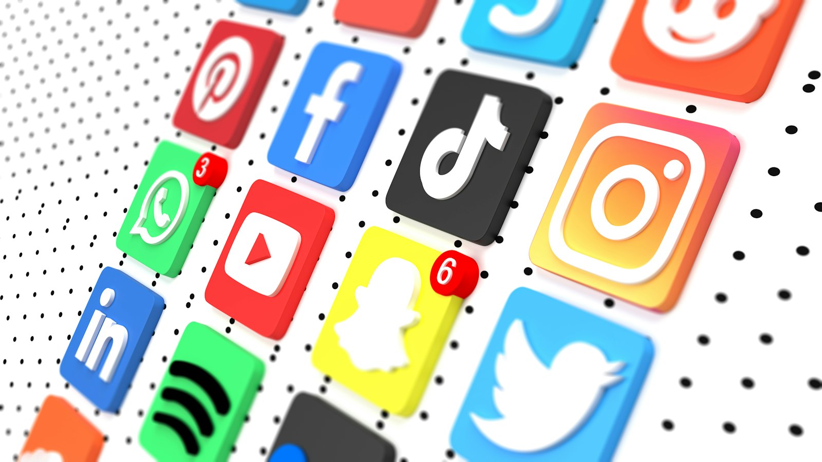 Grille d'icônes de réseaux sociaux en 3D