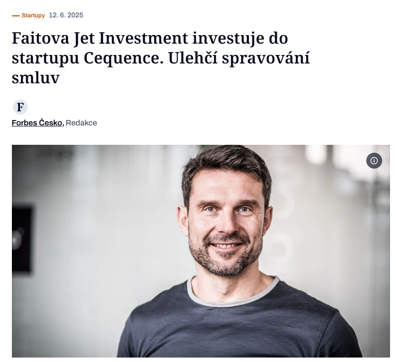 Faitova Jet Investment investuje do startupu Cequence. Ulehčí spravování smluv