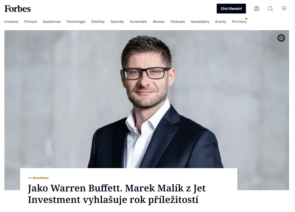 Jako Warren Buffett. Marek Malík z Jet Investment vyhlašuje rok příležitostí