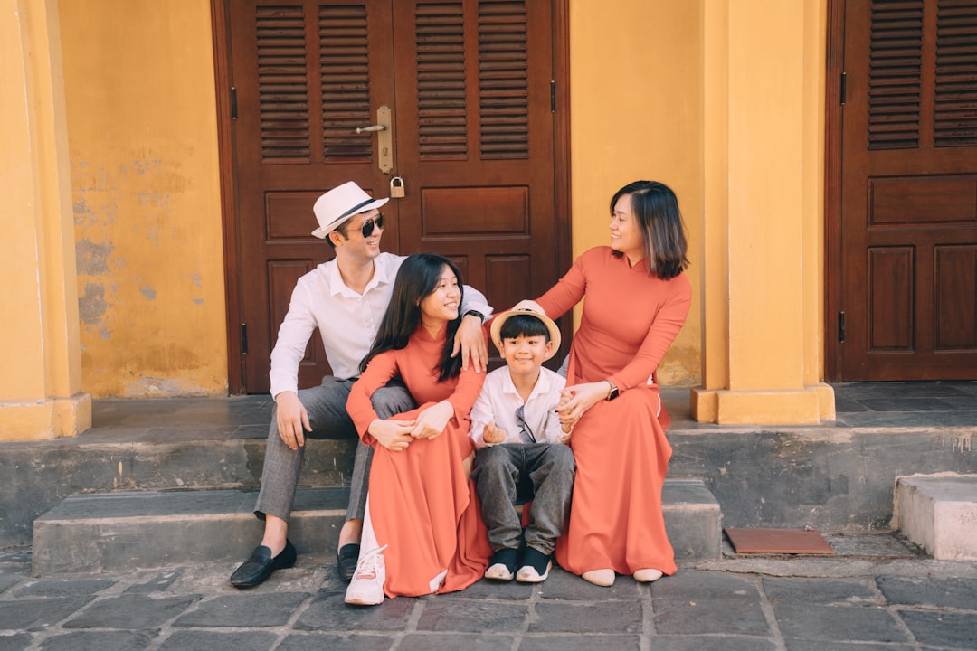 a group of people sitting on steps