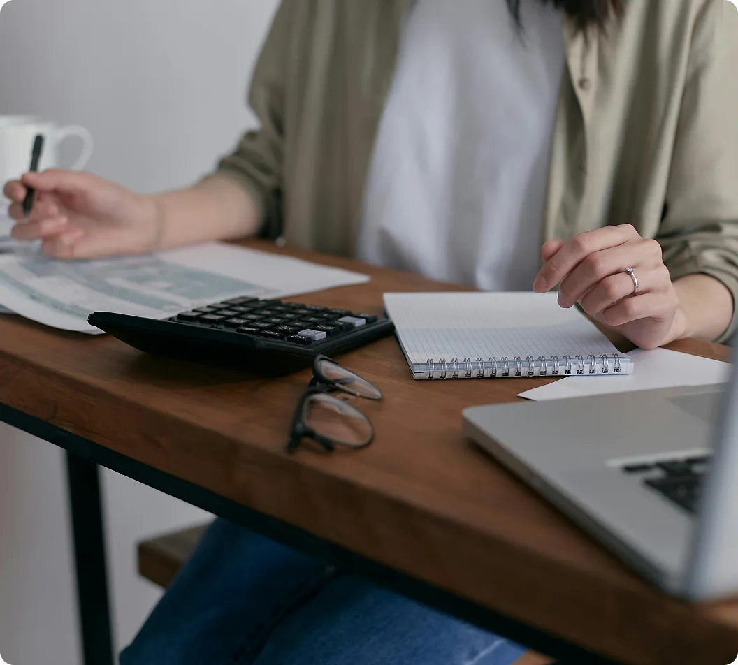 A person reviewing her documents