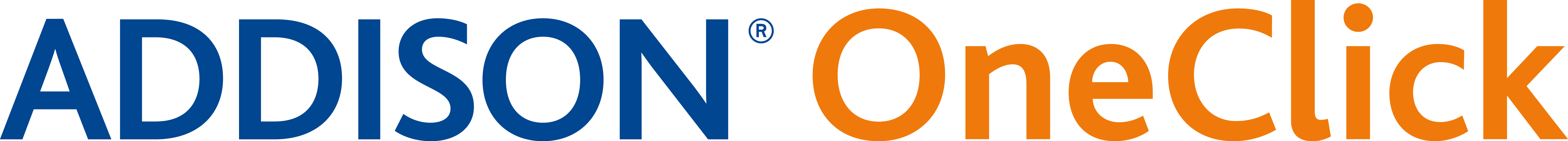 Logo „ADDISON OneClick“ auf dunkelblauem Hintergrund.