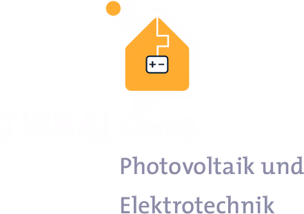 Firmenlogo der TICHAI GmbH - Ein gelbes Haus mit Pv-Anlage + Batteriespeicher sowie gelber Sonne.