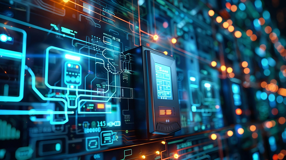 Intelligente Zähler zur Überwachung des Stromverbrauchs, Hintergrund der Smart Grid-Technologie.