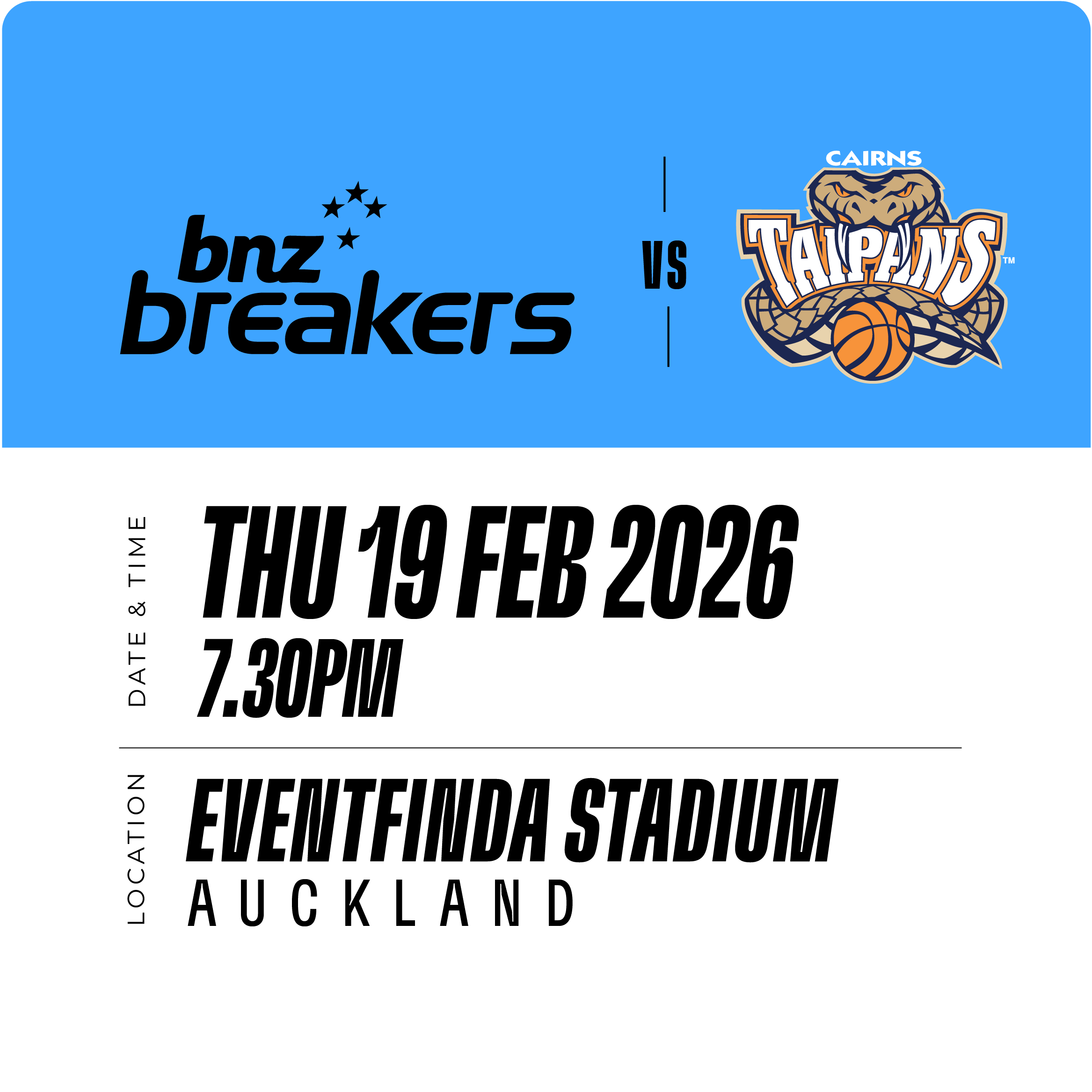 BNZ Breakers vs Cairns Taipans