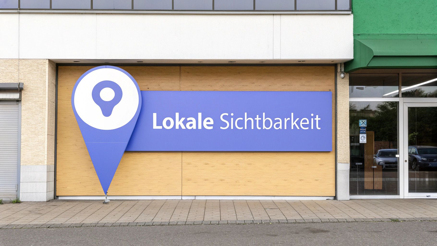 Eine Nahaufnahme einer Person, die auf einem Smartphone nach einem lokalen Geschäft auf Google Maps sucht