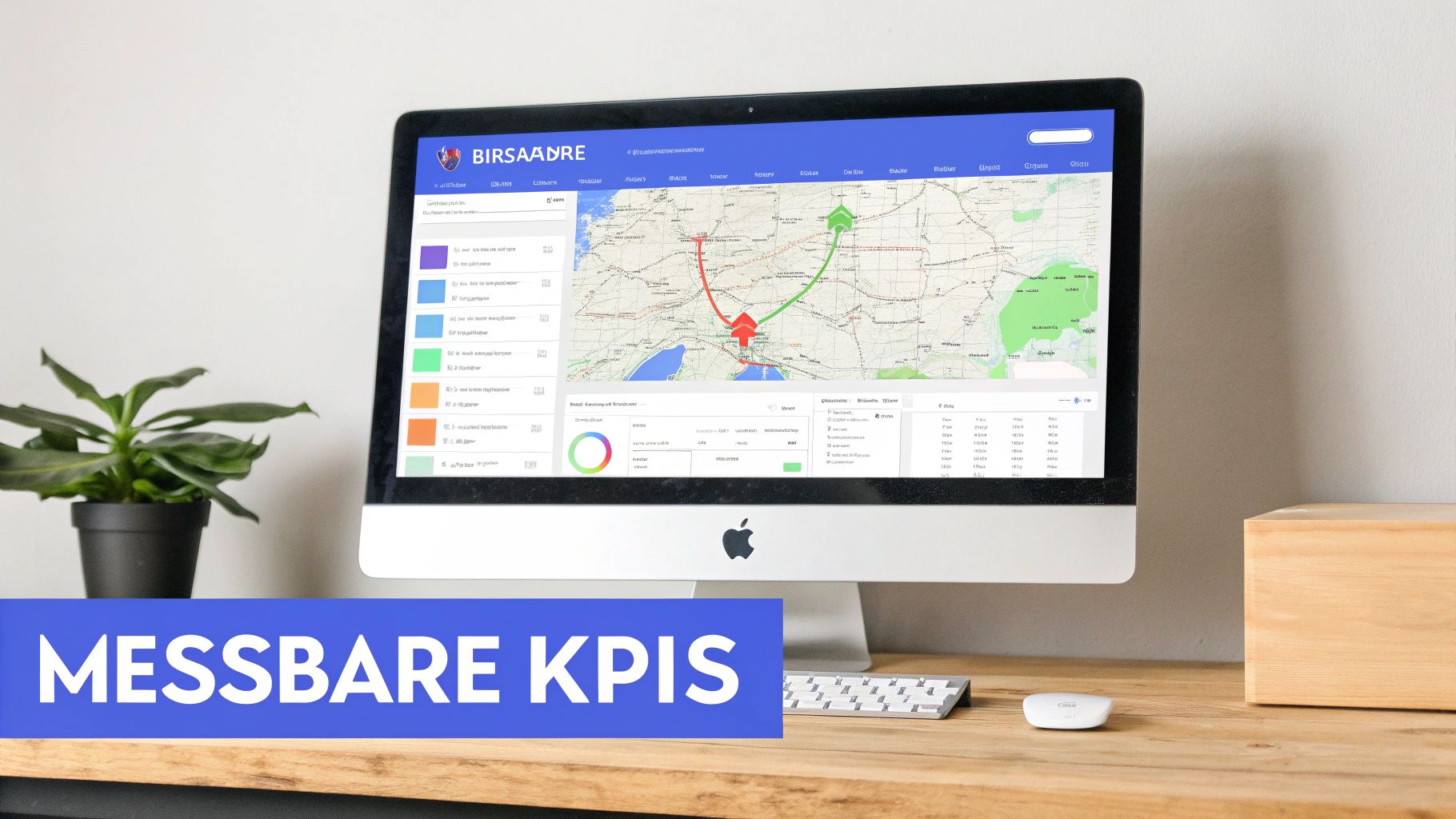 Ein Dashboard mit SEO-Kennzahlen und Grafiken wird auf einem Tablet-Bildschirm angezeigt, was ein klares und verständliches Reporting symbolisiert.