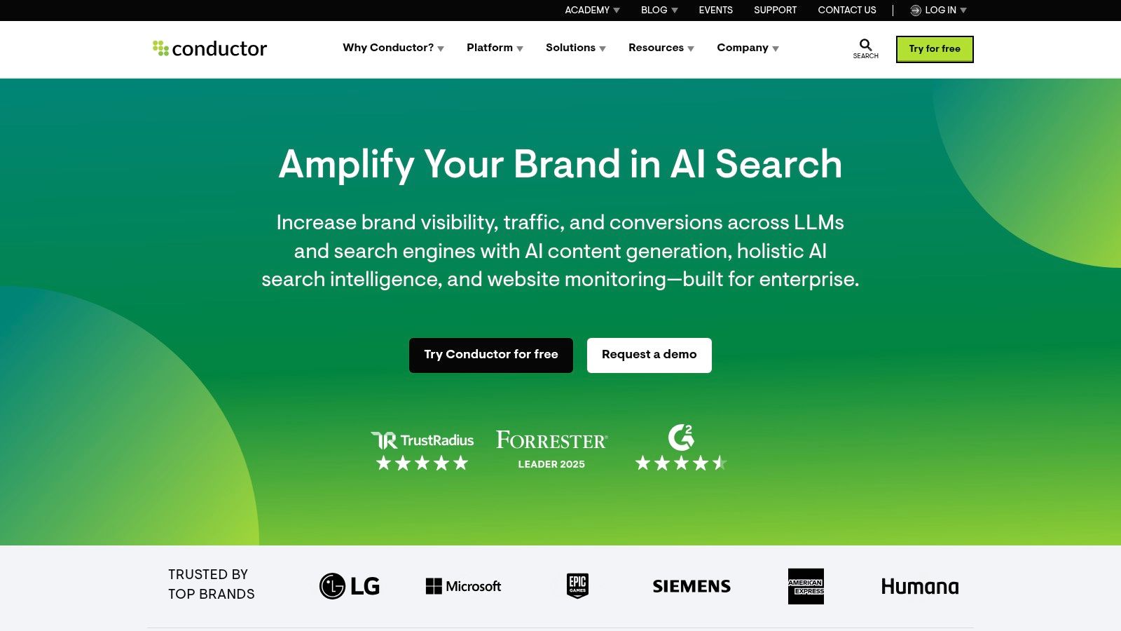 Conductor Dashboard mit Leistungsdaten und Sichtbarkeitsanalysen