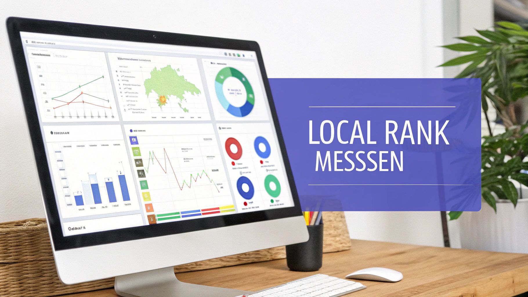 Computer-Bildschirm zeigt Analytics-Dashboard mit Diagrammen zur Messung des lokalen Rankings für SEO-Optimierung