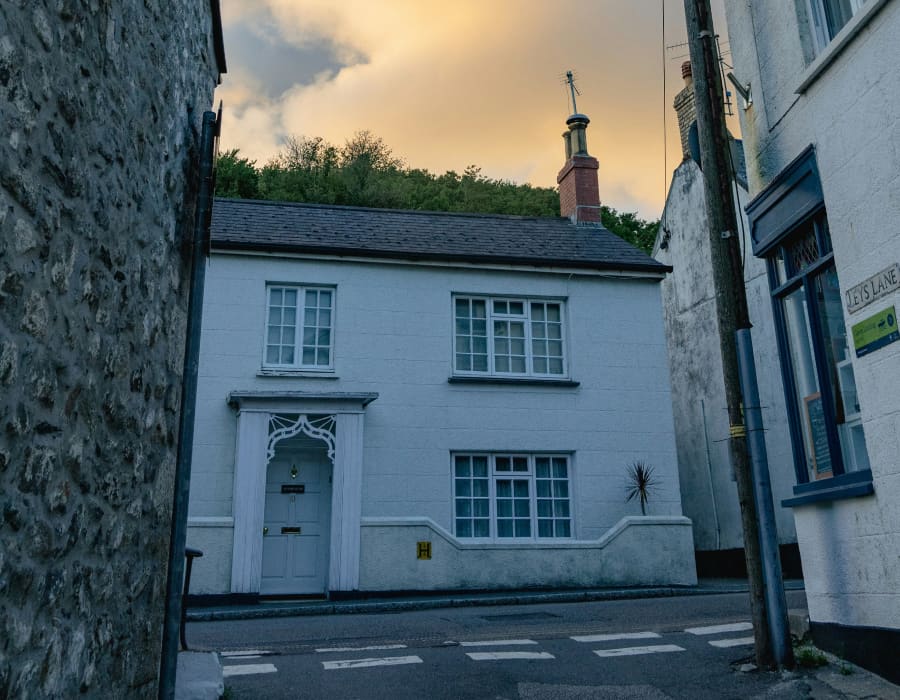 UK house on street pretty sky