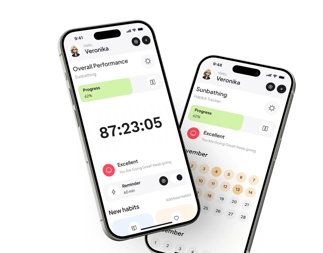 Two cell phones with a calendar app on the screen.