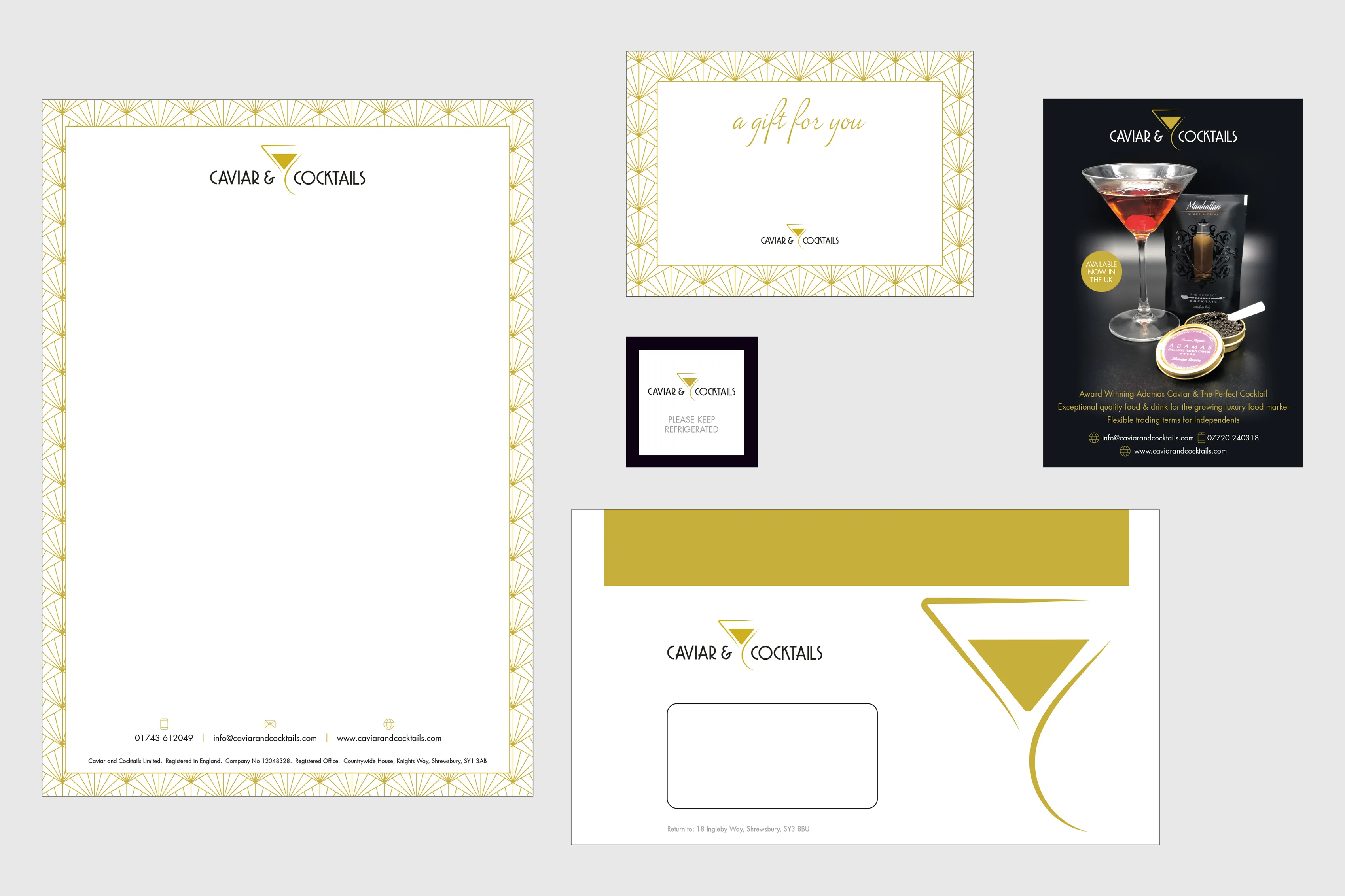 A graphic showing a range of work carried out for Caviar & Cocktails