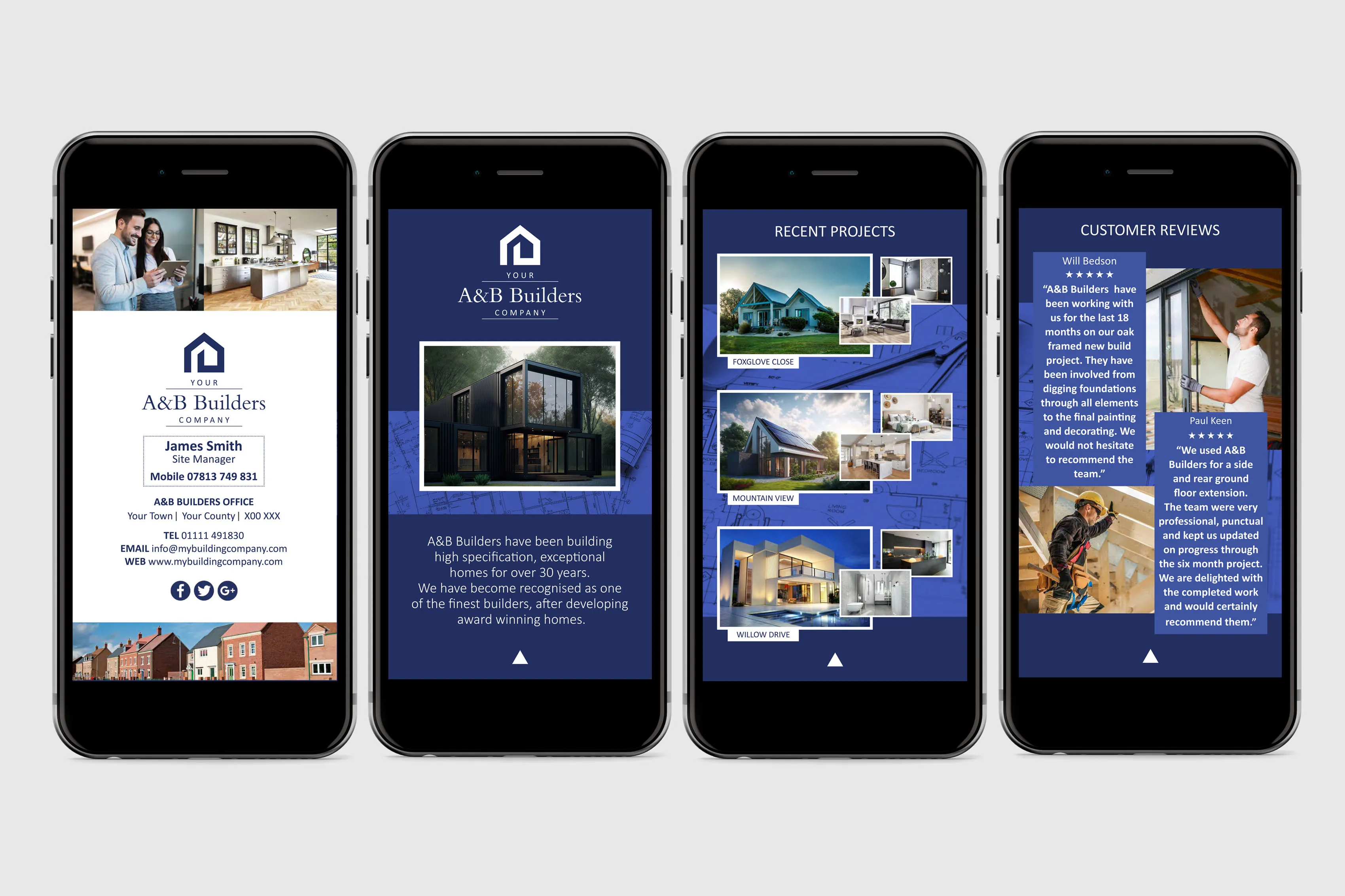 A mock-up of a digital business card - For Whitechapel estate agents
