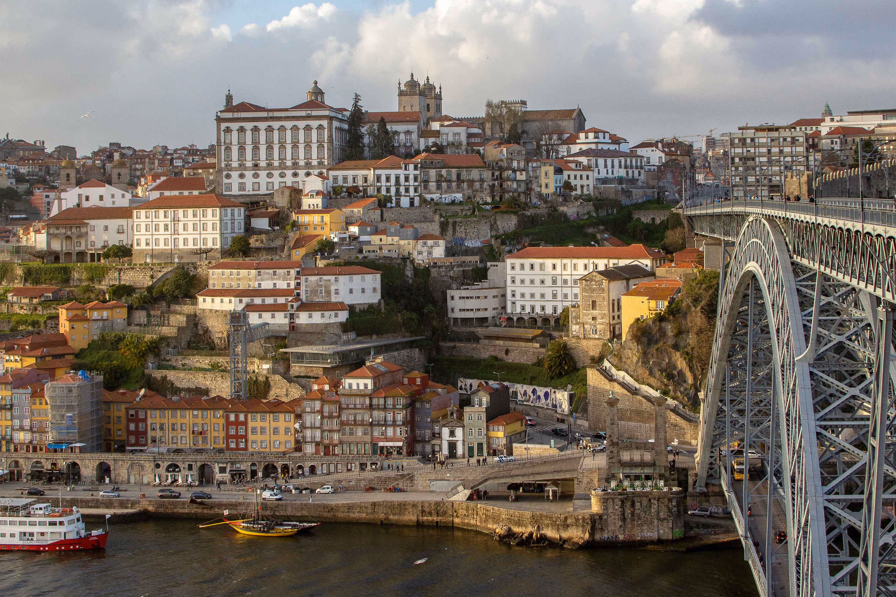 A photo looking across a river to the city of Porto, in Portugal