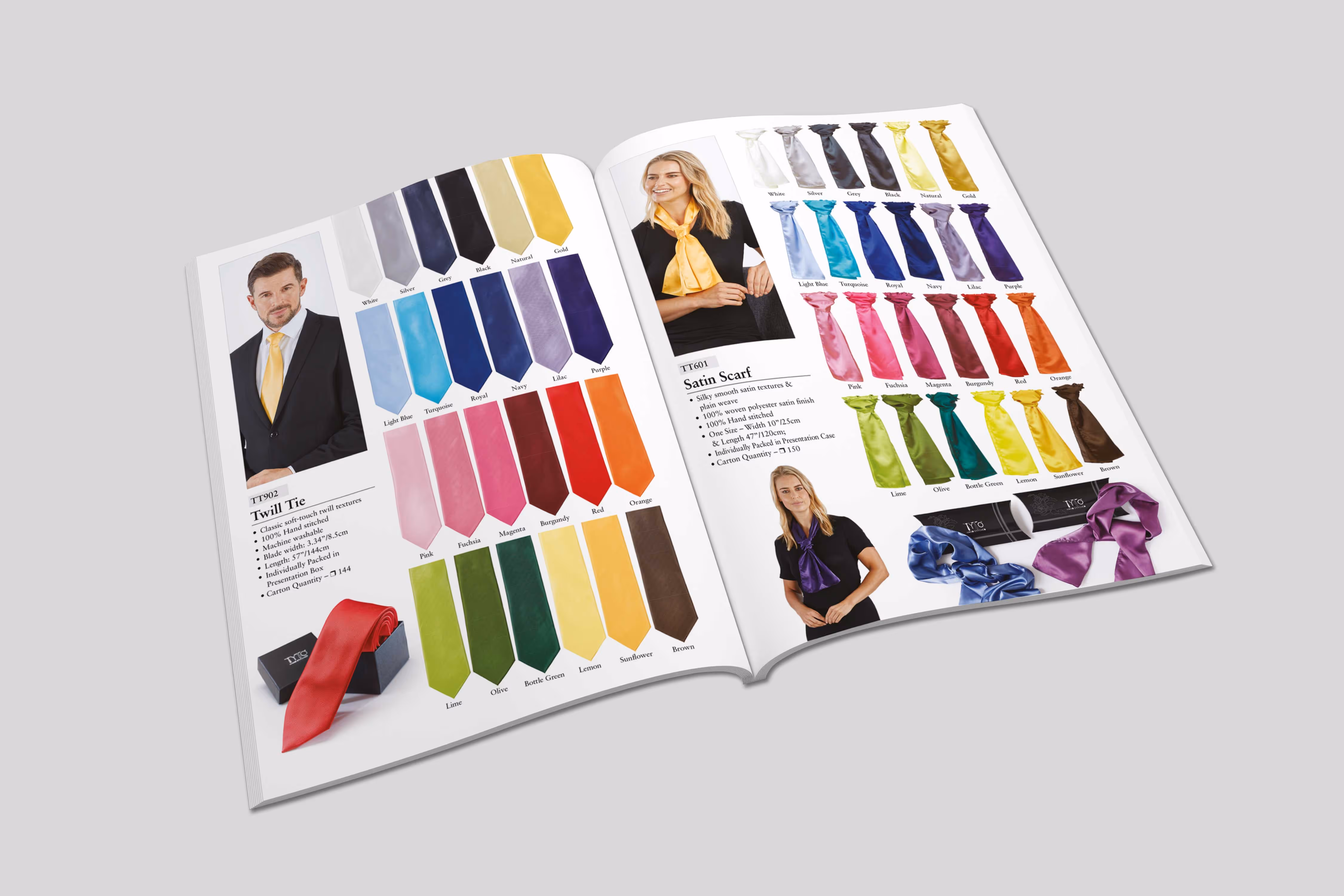 A mock-up of a brochure design for a clothing company
