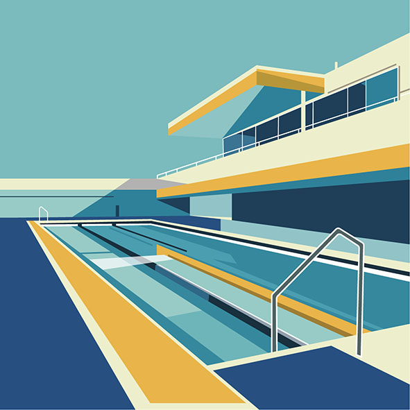 Illustrator drawing of a swimming pool
