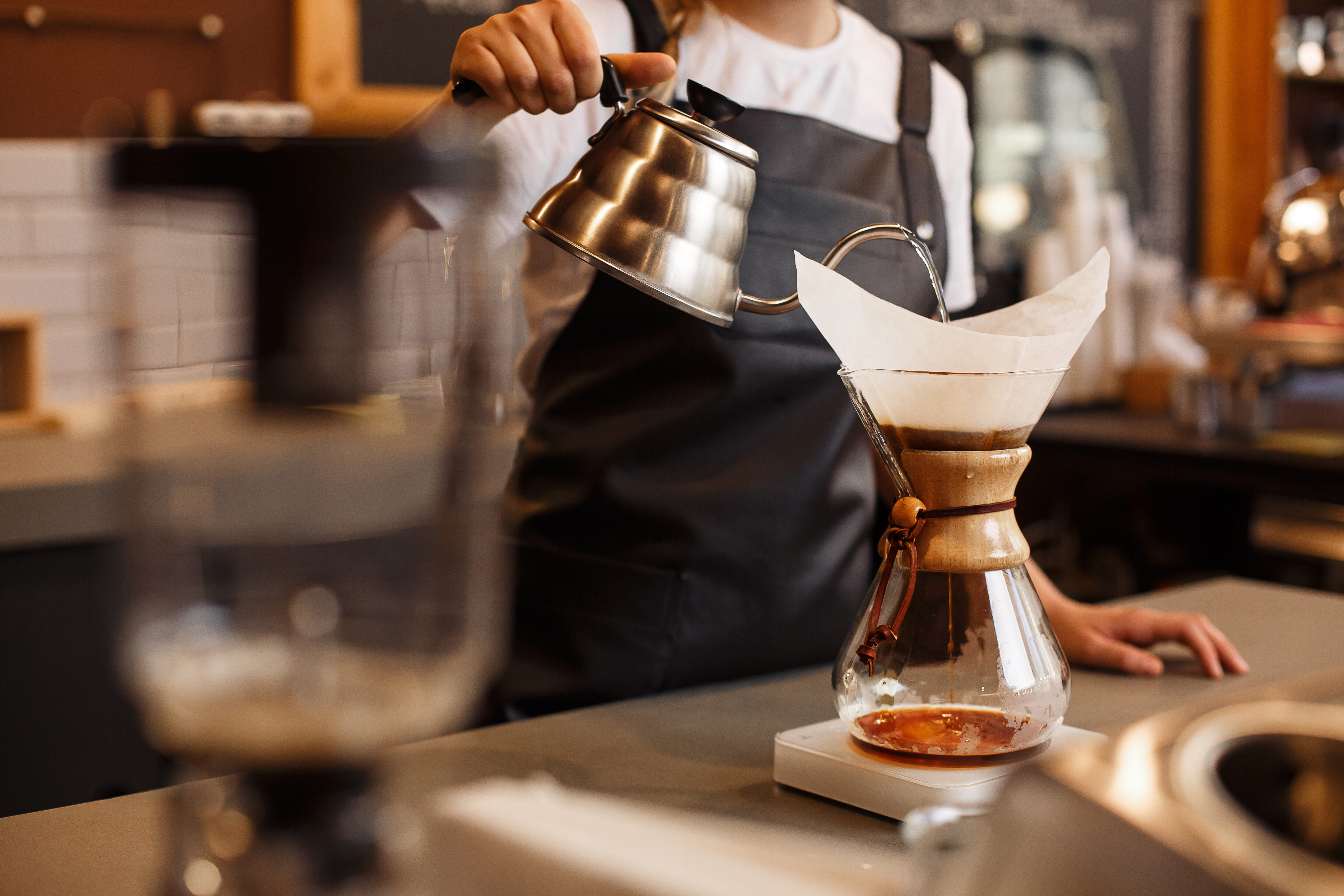 pouring coffee stock image