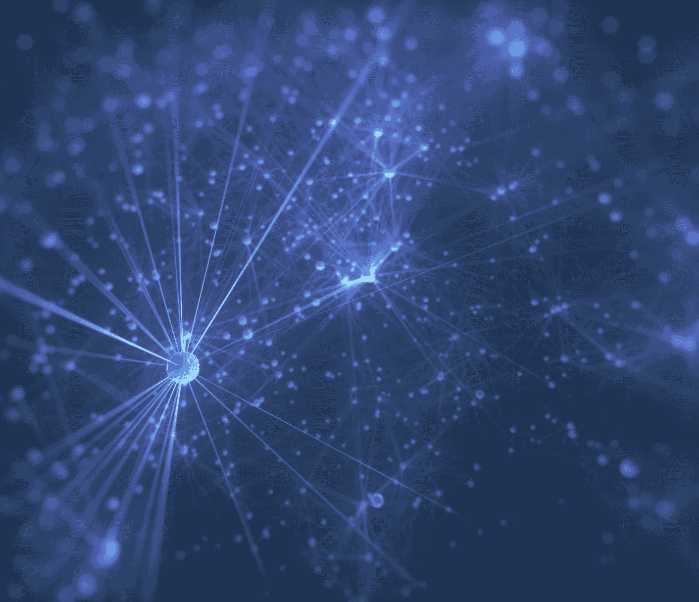 Blue background with circles and lines spreading out