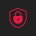 Icon of a shield outline around a lock