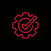 An icon of a gear or cog with a check mark in the center