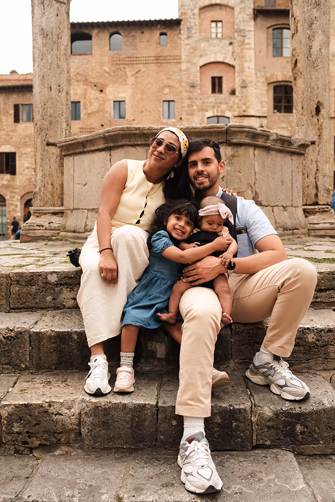 Steven Flores with his wife and two daughters on vacation