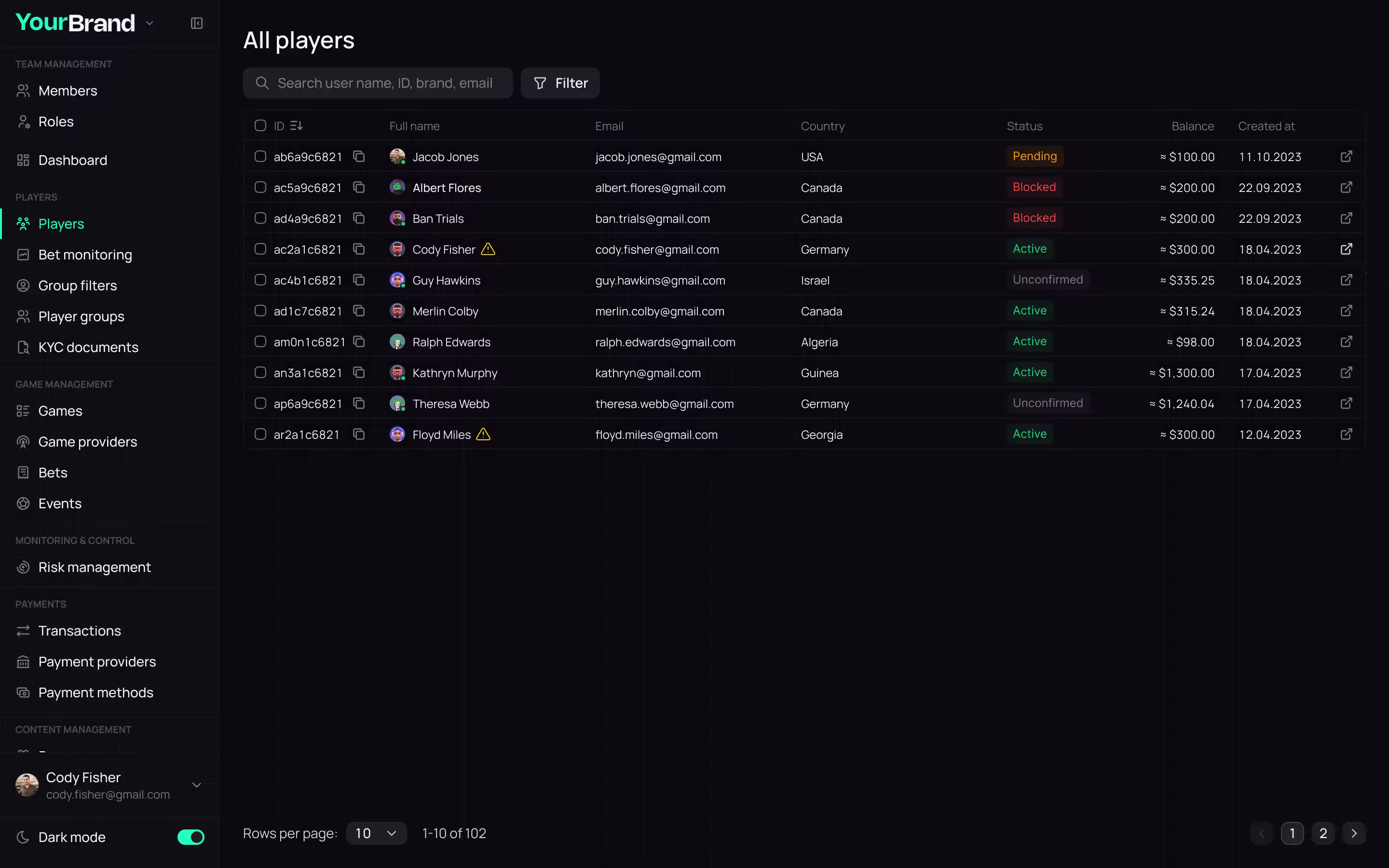 Player Account Management
