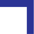 Black square with a thick blue border along the top and right edges.