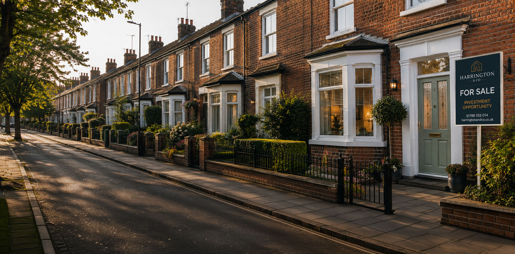Terraced houses in the UK representing buy-to-let property investment