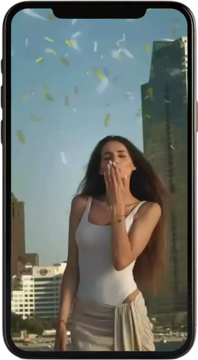 iphone showing video of tiktok live with model