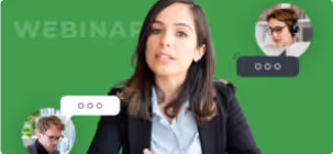 a woman hosting a webinar