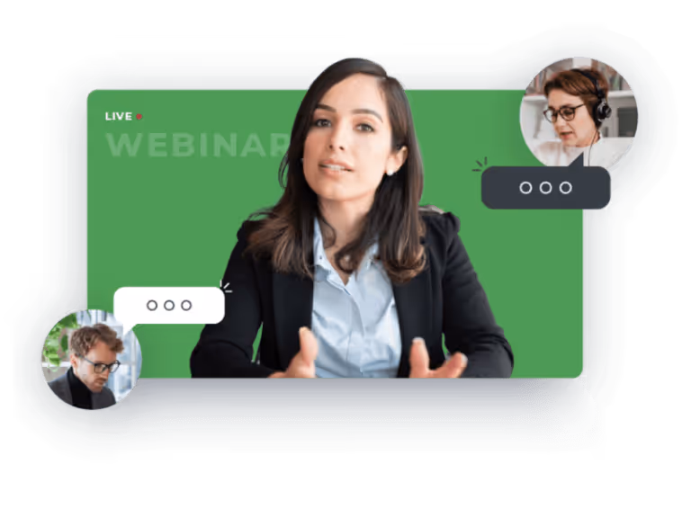 A woman doing a webinar in Livestream Pro