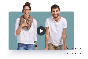Two employees happy in a short video