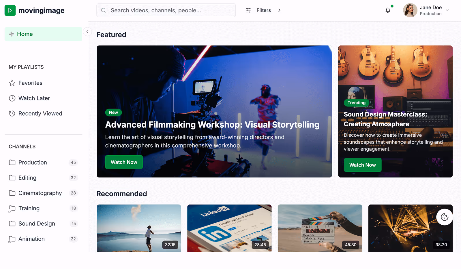 CorporateTube interface